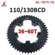 WUZEI Road Bike Chainring 110 130BCD 5 Bolts Crown Narrow Wide Star 36T 38T 40T 42T 46T 48T 50T Spro