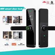 Indoor Smart Fingerprint Door Lock Wooden Digital Door Locks Electronic Door Lock for Home Office