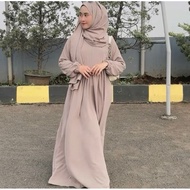 [✅Garansi] Gamis Set Hijab Pasmina Syarifah Crinkle Airflow Slim