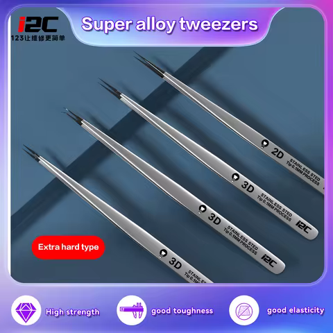 i2C Super Alloy Tweezers NS01-04 0.1mm Ultra Fine Tip for Phone Repair Micro Soldering Hard Stainles