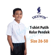 Berkolar T-shirt Putih Lengan Pendek Kain Cotton Sekolah Pra baju sukan berkolar