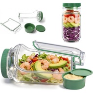 Leak-Proof Salad Jar, Clear Plastic Container, With Salad Storage Box
