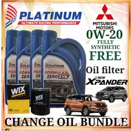 Platinum 0W-20 Fully synthetic Change Oil set for Mitsubishi Xpander plus WIX Oil Filter