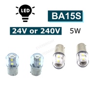 BA15S 24V 240V 5W 15mm Single Contact White LED Bulb Indicator Light