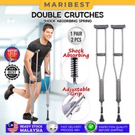 Double Crutches with Shock Absorbing Spring Walking Aid Adjustable Stick Rubber Forearm Tongkat Keti