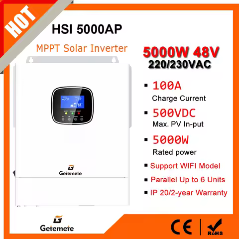 GTMT 5KW 220VAC Off-grid Inverter 48VDC Single Phase Hybrid Solar Inverter PV Max 500VOC Mppt 100A C