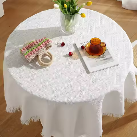 Lace White Tablecloth Ins Style Round Table Square Table Coffee Table Bedside Table Desk Photo Backg