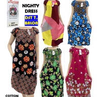 Baju Tidur Batik /Gaun Nighty Dress Batik Perempuan Marrisa high quality (T.BALON) FREESIZE