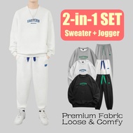 HOOWII 2-in-1 Tracksuit Casual Outfits Terno Pullover Sweater Jogger Set for Men Women Unisex Tracks