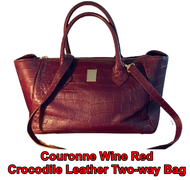 กระเป๋าถือ กระเป๋าสะพาย Couronne Wine Red Crocodile Leather Two-way Bag  แบรนด์แท้ 100%