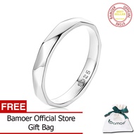 BAMOER แหวนแท้925เงินสเตอร์ลิงรุ่นใหม่แหวนทองคำขาวชุบเครื่องประดับแฟชั่นสำหรับผู้หญิง BSR219