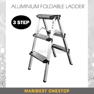 3 Step Lightweight Foldable Aluminium Frame Double-Sided Stool Ladder