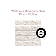 wa wallpaper foam 3d batik wall panel diamond abu triangle stiker - 35cm x 385cm putih
