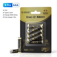 ORICO Ener-G แบตเตอรี่ชาร์จเร็วและเร็วป้ายอัจฉริยะ2100mWh แบตเตอรี่ลิเธียมไอออนแบบชาร์จไฟได้4ชิ้น8ชิ