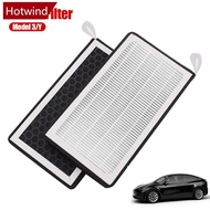 HOTWIND 2Pcs HEPA Activated Carbon Car Air Filter Air Conditioner Filter Element Replacement For Tesla Model 3 Model Y 2023 C9I8
