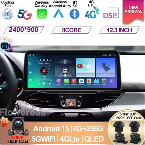 2400*900 Android 15 For Hyundai i30 2017 2018 2019 2020 Multimedia Video Player 1 Car Radio Navigati