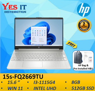 HP 15sFQ2669TU 15.6" FHD Laptop Silver (i3-1115G4 Intel UHD 8GB 512GB SSD W11+OPI 2YW) Free Bag