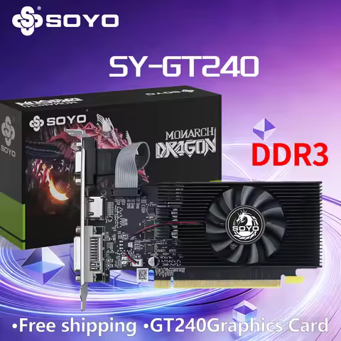 NVIDIA GPU GT 240 1G Graphics Card SOYO DDR3 128Bit 40nm Gaming Video Cards Desktop Computer compone