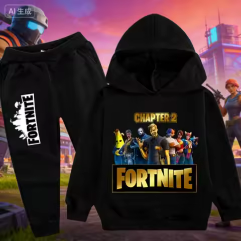 Fortnite Boys' and Girls' Fall/Winter Fashion Pocket Pants Hoodie Set Long-Sleeve Sweatshirt Hallowe