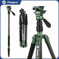 Fotopro 59" Carbon Fiber Travel Tripod Compact Video Tripods Detachable Monopod for Camera X-GO E2