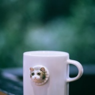 三淺陶社 英短喵馬克杯 萌寵 立體動物咖啡杯 原創陶瓷禮物