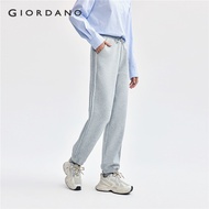 GIORDANO Women Joggers Pleated Drawstring Elastic Waist Athleisure Joggers Solid Color Simple Fashio
