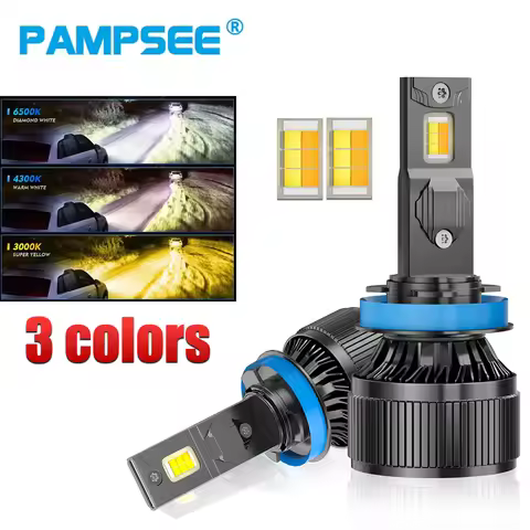 H7 Tri colors LED Headlights 3color led H1 H4 H3 H11 H8 HB4 HB3 9005 9006 6000K 4300K 3000K Yellow F