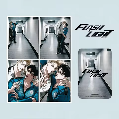 4PCS FlashLight Manhwa Lomo Cards Korean BL Manga Photo Cards Collection Character Merchandise Gift 