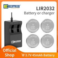 EEMB LIR2032 3.7V 45mAh Button Battery Rechargeable Coin Cell with charger (optional)