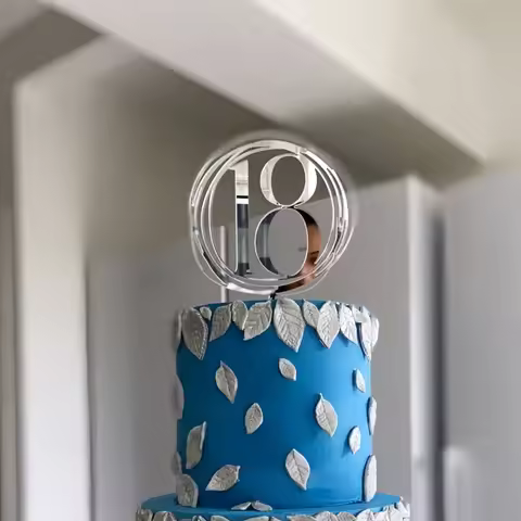 New Golden 18th Birthday Acrylic Cake Toppers Silvery 18th Birthday Cupcake Topper for Girls Boys Bi