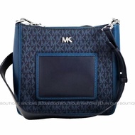 金鐸精品~2461 MICHAEL KORS GLORIA MK-LOGO字紋藍黑色PVC側肩背方包 全新品