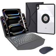 Powerway 2024 iPad Pro 11吋(M4) 圓雅型藍牙鍵盤皮套保護殼 (附贈同色無線滑鼠)