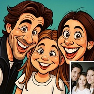 1 Piece Or 3 Pieces Funny Family Cartoon Painting-Upload Name Picture Modern Anime Poster Suitable F