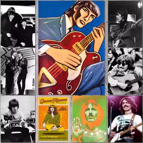 George Harrison Classic Rock Star Band Poster Canvas Art Poster and Wall Art Picture Print Modern Fa