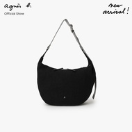 agnes b. Womens Linen Shoulder Bag (Black)