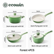 ECowin - 4-piece cookware set, non-stick pan, deep pan, frying pan, frying pan, soup pot