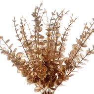 1/5/10/20PCS Artificial Eucalyptus Stems Gold Faux Eucalyptus Spray Fake Leaf Stem Fall Decor Plants