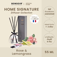 BONSOIR Home Signature Diffuser I ก้านน้ำหอม ไม่มีแอลกอฮอลล์ กลิ่น Rose & Lemongrass ก้านไม้หอม 55 m