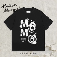 Maison Margielaฝึกหัดเสื้อยืดผ้าฝ้ายบริสุทธิ์ลายพิมพ์ตัวอักษรขนาดใหญ่ MM6สำหรับชายและหญิงฤดูร้อนข้าม