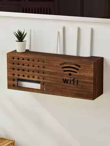 Wood Wall-Mounted TV Box Optical WiFi Router Storage Box elf Decorative Cabinet Concealment for Livi