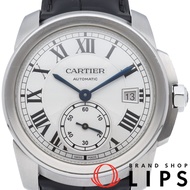 นาฬิกา Cartier Calibre de Cartier รุ่น WSCA0003 ตัวเรือนสแตนเลส/สายหนัง สำหรับผู้ชาย สีเงิน สภาพดีเย