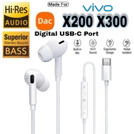 SUPPORT VIVO X300 X200 V70 V60 V50 V40 V30 PRO X60 X80 PRO iQOO 15 Type C Earphone Digital Audio In-