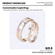 Custom Couple Ring LED Velvet Jewellery Box – Engraving Name Proposal Fiance Silver Engrave