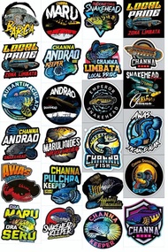 sticker channa isi 20 &amp; 50 stiker chana stiker ikan gabus sticker snakehead predator fish aurati stewartii andrao asiatica pulchra limbata gacua ora maru ora seru stiker toman