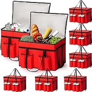 Jingmore 6 Pcs Insulated Food Delivery Bags with 4 Cup Holder 3xl Cooler Box with Drink Carrier 23w 