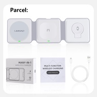 LAMJAD 3 In 1 Magnetic 15W Qi Wireless Charger แท่นชาร์จแบบพับได้สำหรับ iPhone 13 12 /Airpod/iwatch 
