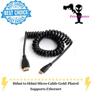 Micro HDMI to HDMI Adapter Spring Cable Support 4k 30fps