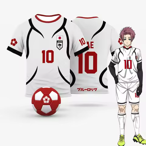 Summer New Blue Lock Japan U20 White Cartoon Anime Cosplay Men Jersey Short Sleeve Children Tee Tops