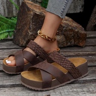 New store openingWomens flat cork sandals low-heeled anti-slip shoes womens low-heeled sandals outdo