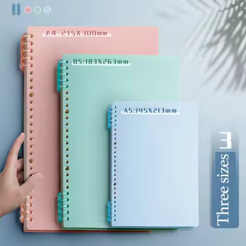 4Pcs Loose-leaf Book PP CoverColorful Binder Spiral Ring Transparent Plastic Cute Stationery Office 